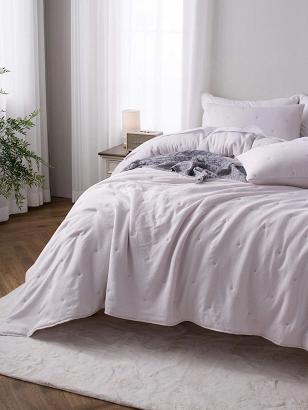 Narzuta dekoracyjna fakturowana Dotta 200x220 kaszmirowa z haftem kropek