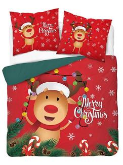Pościel bawełniana świąteczna 160x200 wzór renifer rudolf