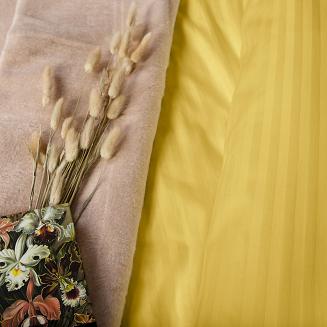 Pościel satyna bawełniana adamaszek 180x200 musztardowa