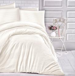 Pościel satyna bawełniana adamaszek 200x220 kremowa