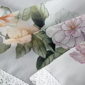 Firana gotowa na taśmie FLOWERY 150x60 Eurofirany biały