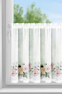 Firana gotowa na taśmie FLOWERY 150x60 Eurofirany biały