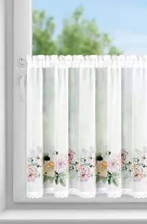 Firana gotowa na taśmie FLOWERY 150x60 Eurofirany biały