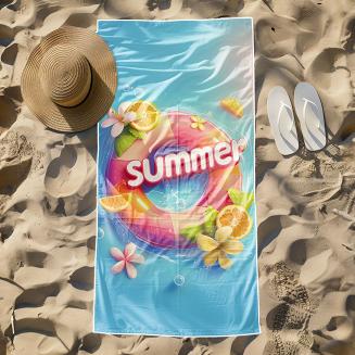 Ręcznik plażowy 100x180 turkusowy koło ratunkowe