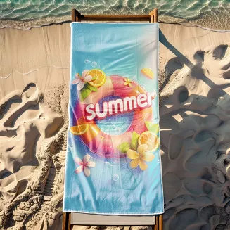 Ręcznik plażowy 100x180 turkusowy koło ratunkowe