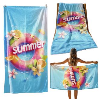 Ręcznik plażowy 100x180 turkusowy koło ratunkowe
