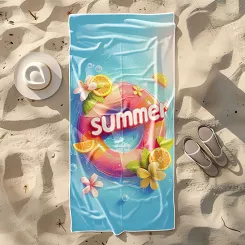 Ręcznik plażowy 100x180 turkusowy koło ratunkowe