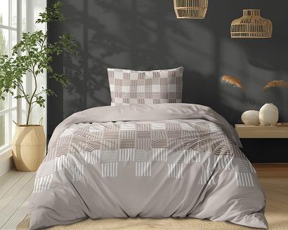 Pościel bawełniana 140x200 Detexpol beżowa szachownica