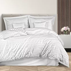 Pościel satyna bambusowo-bawełniana STRIPE WHITE 220x200 Darymex jednokolorowa biała