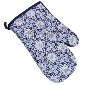 Rękawice kuchenne 18x27 z magnesem 2 szt. białe fioletowe niebieskie ornamenty