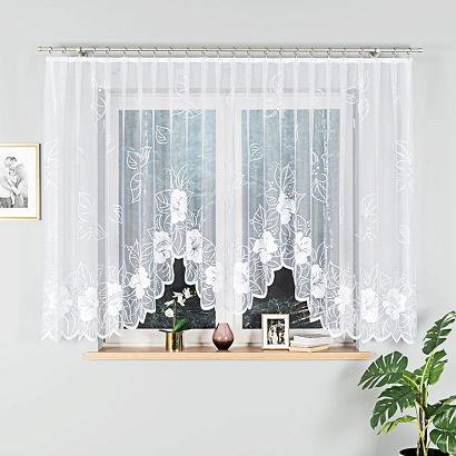 Firanka żakardowa gotowa na żabki GRACJANA 400x160 biała