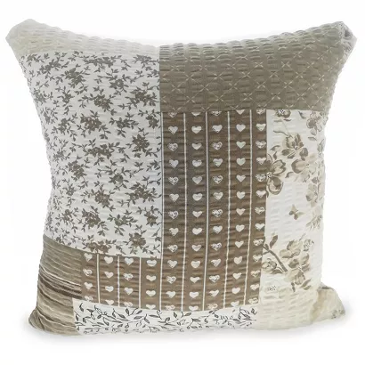 Poszewka z kory 70x80 beżowa patchwork serca motyle kwiaty
