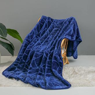 Koc akrylowy tłoczony LIV 160x200 gruby ciepły granatowy