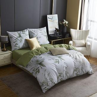 Biała Pościel w Liście Satyna Bawełniana 220x200 Y020