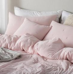 Poszewka fakturowana struktura do narzuty Dotta 50x70 pudrowa z haftem kropek