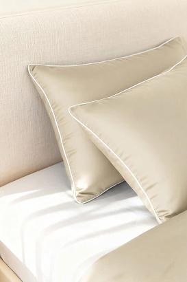 Poszewka bambusowa 40x40 beżowa z białą bizą