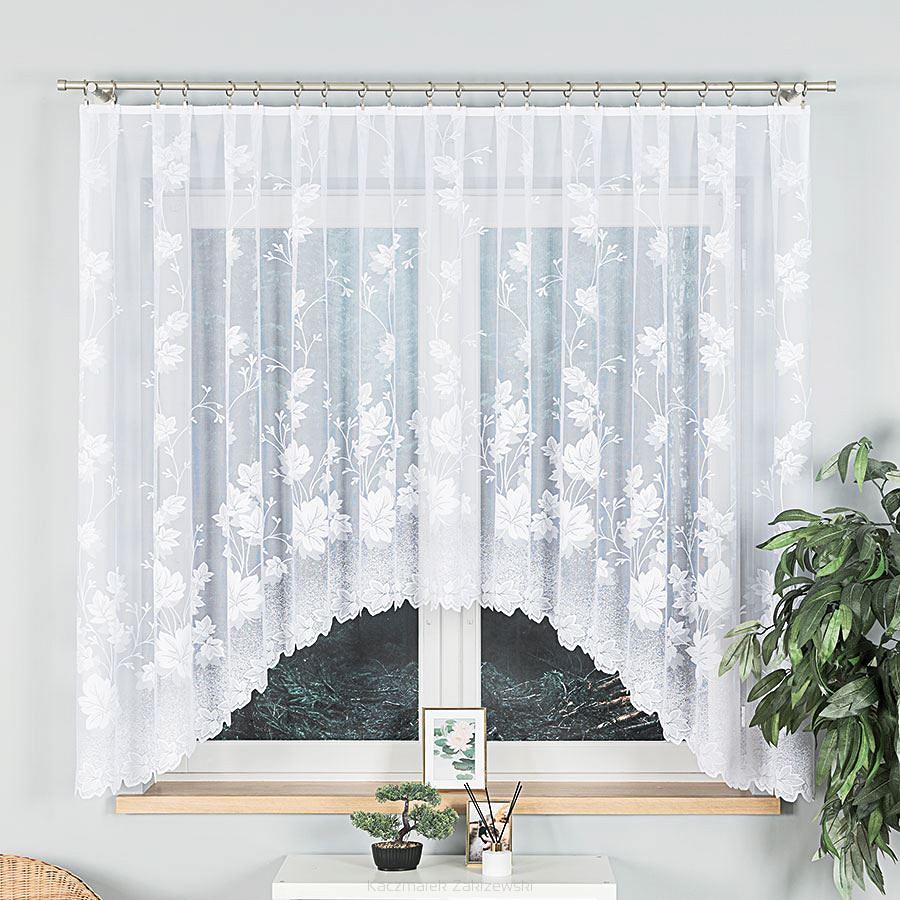 Firanka żakardowa gotowa na żabki BOŻENA 300x160 biała