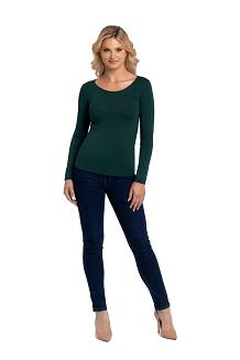 Bluzka damska z długim rękawem MANATI butelkowa zieleń