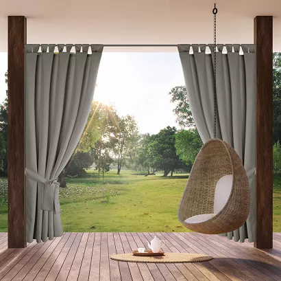 Zasłona gotowa na szelkach wodoodporna GARDEN2 155x220 Eurofirany srebrna