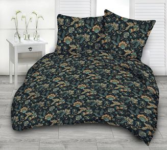 Poszewka z kory 40x40 kwiatowe ornamenty na ciemnozielonym tle