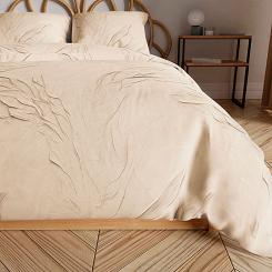 Komplet pościeli z bawełny satynowej GRAVIRA 220x200 kremowa beżowa subtelna fantazja