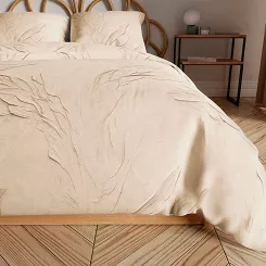 Komplet pościeli z bawełny satynowej GRAVIRA 220x200 kremowa beżowa subtelna fantazja