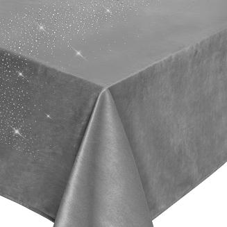 Obrus dekoracyjny SHINY 140x220 welurowy szary z kryształkami