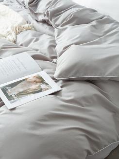 Pościel satyna bawełniana Queen Premium 140x200 szara ze złotą lamówką