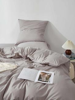 Pościel satyna bawełniana Queen Premium 140x200 szara ze złotą lamówką