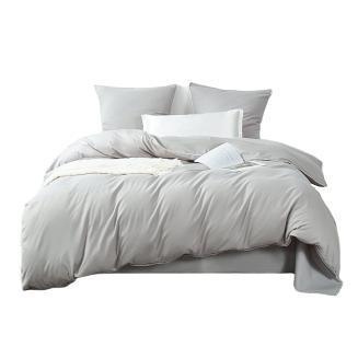 Pościel satyna bawełniana Queen Premium 140x200 szara ze złotą lamówką