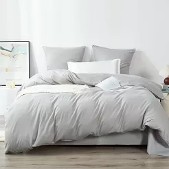 Pościel satyna bawełniana Queen Premium 140x200 szara ze złotą lamówką
