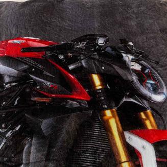 Koc z mikrofibry Nature Touch  160x200 szary grafitowy czerwony motocykl