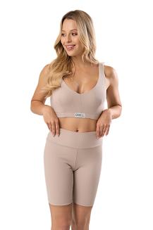 Spodenki damskie biker shorts kolarki z wysokim stanem kod 3006 taupe