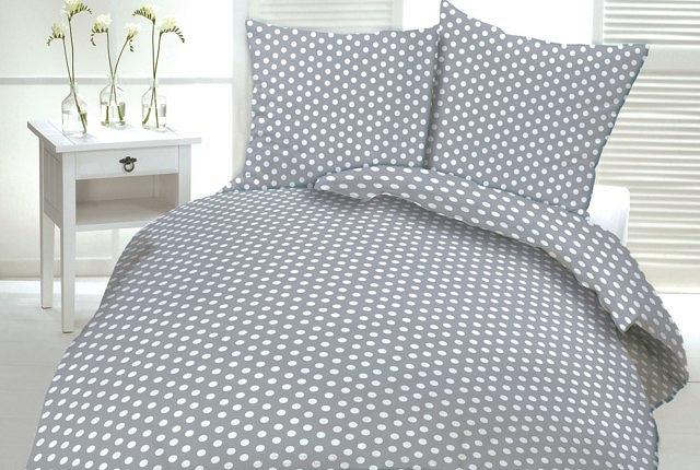 Pościel z kory 200x220 szara w białe kropki