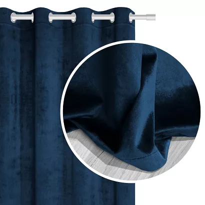 Zasłona gotowa na przelotkach VELVET SOFT 140x250 welurowa granatowa