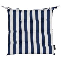 Poduszka na krzesło wodoodporna GARDEN 40x40x5 ogrodowa pikowana granatowa marynarskie pasy