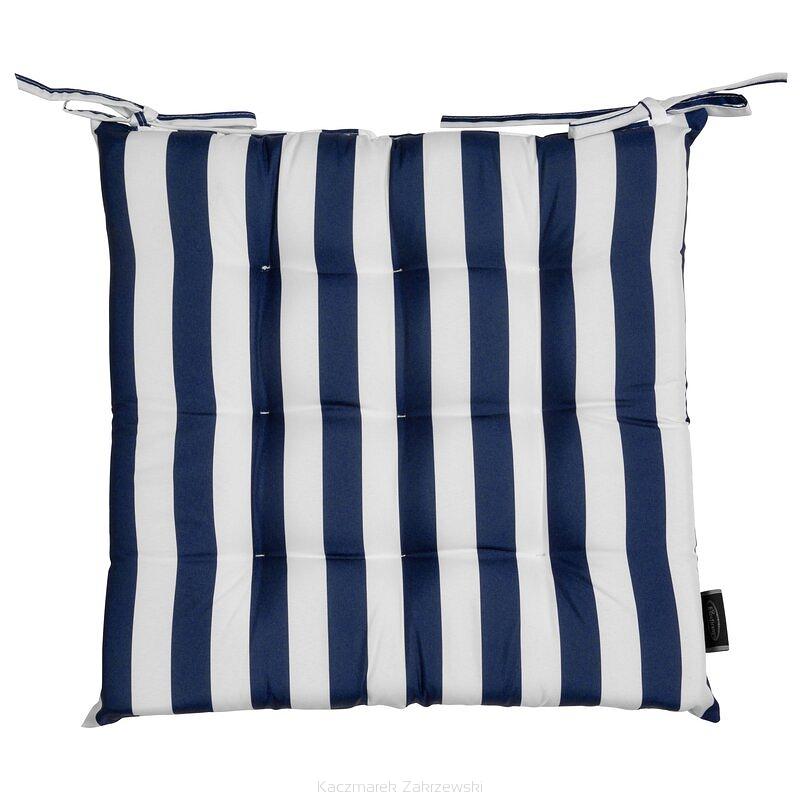 Poduszka na krzesło wodoodporna GARDEN 40x40x5 ogrodowa pikowana granatowa marynarskie pasy