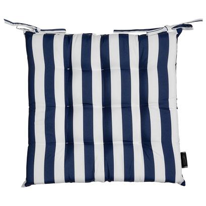Poduszka na krzesło wodoodporna GARDEN 40x40x5 ogrodowa pikowana granatowa marynarskie pasy