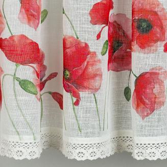 Firana gotowa na taśmie MARI 150x60 Eurofirany biały/czerwony