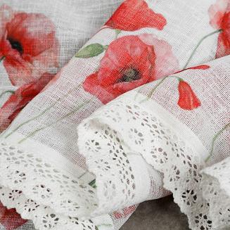 Firana gotowa na taśmie MARI 150x60 Eurofirany biały/czerwony