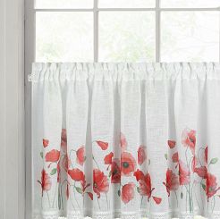 Firana gotowa na taśmie MARI 150x60 Eurofirany biały/czerwony