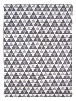 Koc bawełniano-akrylowy 150x200 czarna szara biała geometria 3D