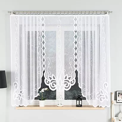 Firanka żakardowa gotowa na żabki EWELINA 300x160 biała