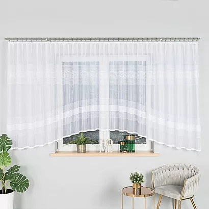 Firanka żakardowa gotowa na żabki KLAUDYNA 620x160 biała