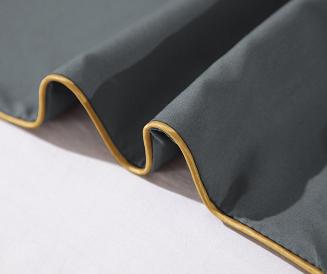 Pościel 160x200 stalowa złoty haft satynowa lamówka