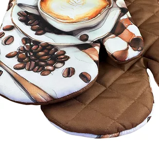 Rękawice kuchenne 18x27 z magnesem 2 szt. brązowe kawowa rozkosz