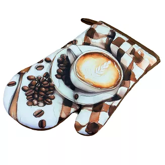 Rękawice kuchenne 18x27 z magnesem 2 szt. brązowe kawowa rozkosz