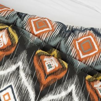 Pościel satynowa NIKA 160x200 Eurofirany biała wielokolorowa geometria etno