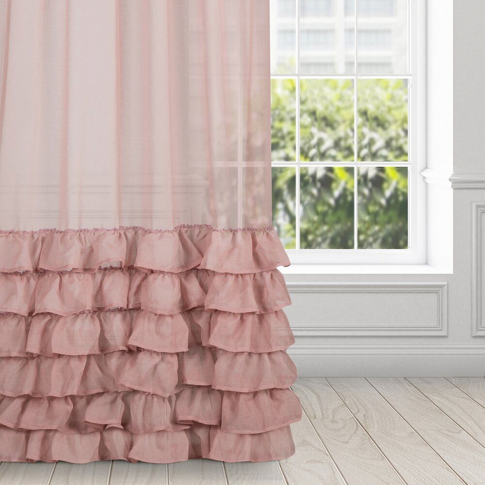 Firana gotowa na taśmie DOLLY 140x250 Eurofirany różowy