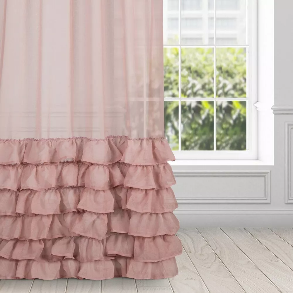 Firana gotowa na taśmie DOLLY 140x250 Eurofirany różowy